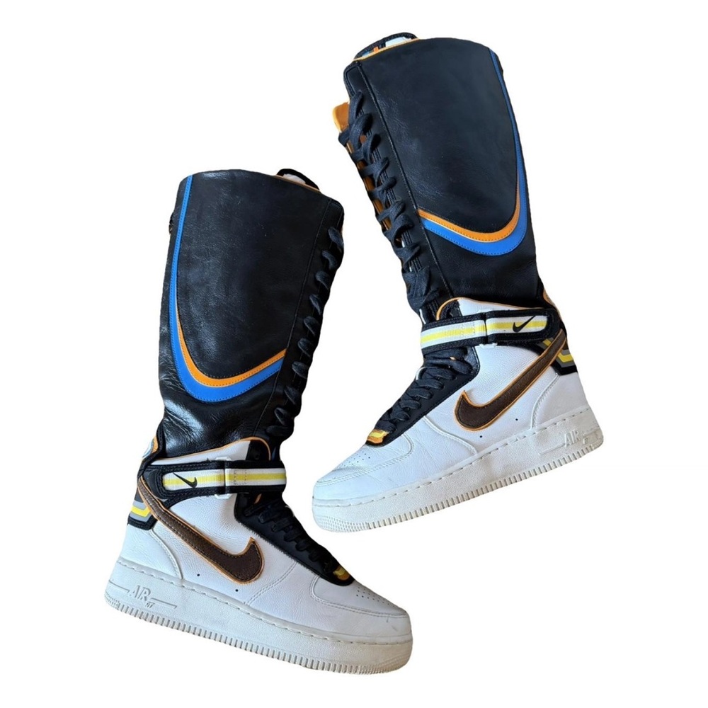 Nike Tall Swoosh Boots in White, Black, Blue & Yellow